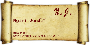 Nyiri Jenő névjegykártya